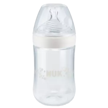 NUK Nature Sense Бутылочка 260 мл с соской 6-18 мес. из силикона для заменителей грудного молока, белая 10741758/1