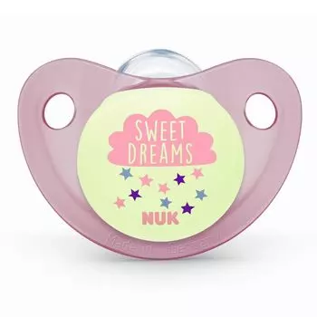NUK Пустышка 0-6 мес. силиконовая ортодонтическая NIGHT&amp;DAY розовая 10730210/3