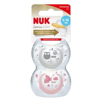 NUK Пустышка 6-18 мес., 2 шт., латексная, ортодонтическая, для девочек