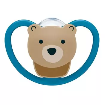 NUK Пустышка 6-18 мес., силиконовая, ортодонтическая, медведь