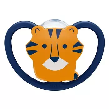 NUK Пустышка 6-18 мес., силиконовая, ортодонтическая, тигр