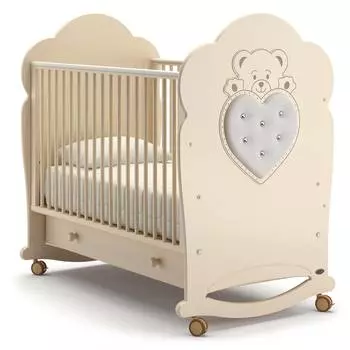Nuovita Детская кровать Fortuna dondolo, качалка-колесо, слоновая кость