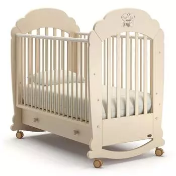 Nuovita Детская кровать Parte dondolo, качалка-колесо, слоновая кость