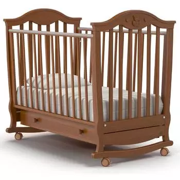Nuovita Детская кровать Sorriso Dondolo,качалка-колесо, темный орех