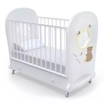 Nuovita Детская кровать Stanzione Honey Bear, поперечный маятник, белый