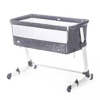 Nuovita Детская приставная кроватка Accanto, темно-серый лён