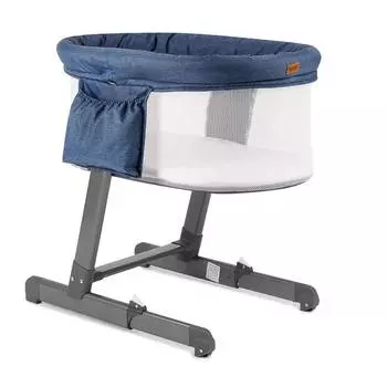 Nuovita Детская приставная кроватка "Accanto Bonta", темно-синий лён