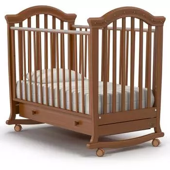 Nuovita Кроватка детская Perla Dondolo, качалка-колесо, темный орех