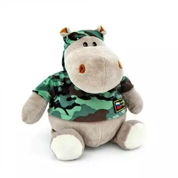 Orange Мягкая игрушка "Бегемот военный", 15 см