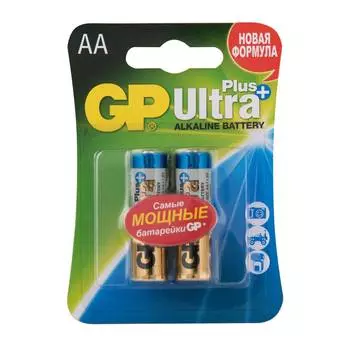 Пальчиковые алкалиновые батарейки GP "Ultra Plus", тип АA (LR6), 1,5V, 2 шт