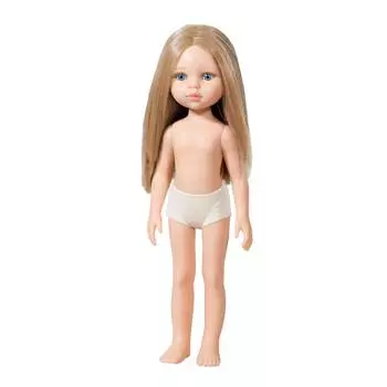Paola Reina Кукла Карла без одежды, 32 см (прямые волосы, без челки, синие глаза, пробор по центру)