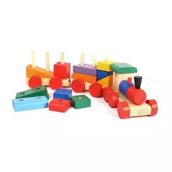 Paremo Деревянный конструктор-паровозик, окрашенный