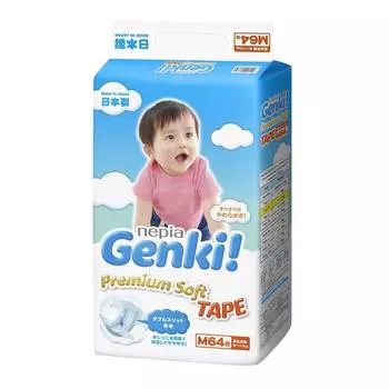 Подгузники Genki M (6-11 кг), 64 шт