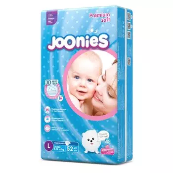 Подгузники Joonies L (9-14 кг), 52шт