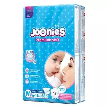 Подгузники Joonies M (6-11кг), 58 шт