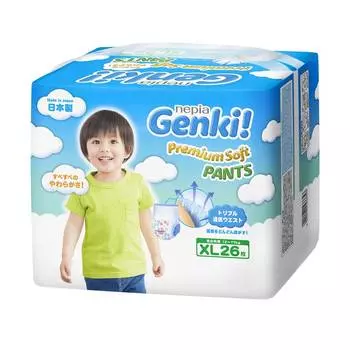 Подгузники-трусики Genki XL (12-17 кг), 26 шт