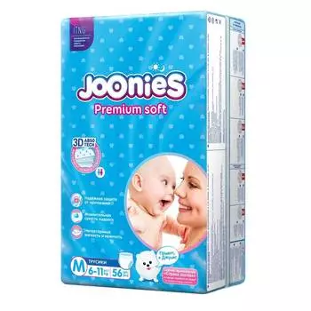 Подгузники-трусики Joonies M (6-11кг), 56 шт
