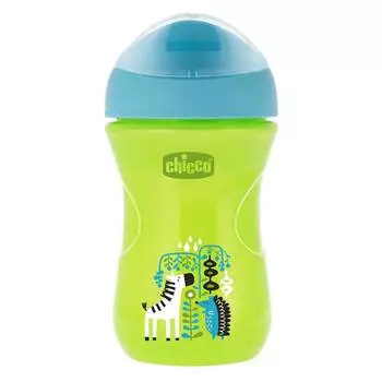 Поильник Chicco Easy Cup (носик ободок), 1 шт.,12 мес+, 266 мл., зеленый/зебра