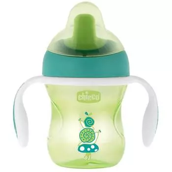 Поильник Chicco Training Cup (полужесткий носик), 1 шт., 6 мес+, 200 мл, зеленый