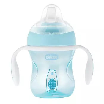 Поильник Chicco Transition Cup (силиконовый носик), 1 шт., 4 мес+, 200 мл, голубой