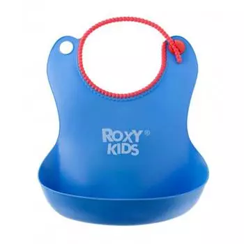 Roxy-kids Нагрудник мягкий с кармашком и застежкой, синий