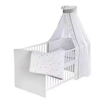 Schardt Детская кровать-трансформер Classic 4-в-1, белый/серые звезды