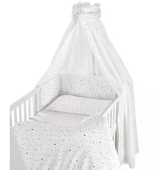 Schardt Комплект постельного белья Little Stars, 4 предмета, белый/золотой