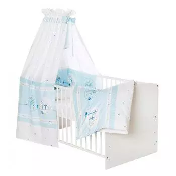 Schardt Комплект в кроватку Birdy, 4 предмета, белый/голубой