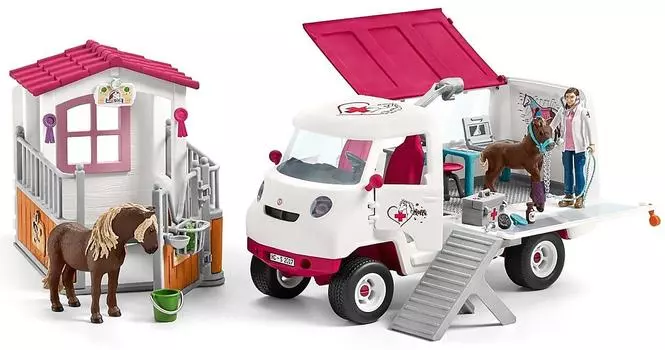 SCHLEICH "Визит ветеринара в центр верховой езды"