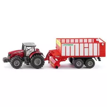 SIKU Трактор Massey Ferguson с кузовом Poettinger Jumbo
