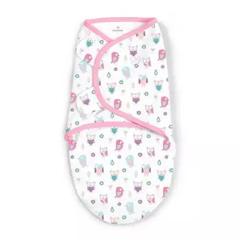 Summer Infant Конверт на липучке Swaddleme, размер S/M, розовые совята