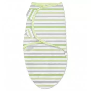 Summer Infant Конверт на липучке Swaddleme, размер S/M, серо-зеленые полоски