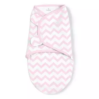 Summer Infant Конверт на липучке Swaddleme, размер S/M, розовый/зигзаги