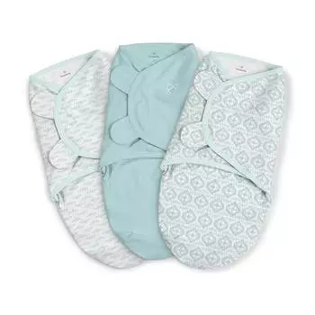 Summer Infant Набор конвертов для пеленания на липучке Swaddleme, размер S/M, (3шт.), бирюзовый/орнамент