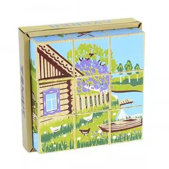 ТОМИК Кубики "Русская деревня", 9 деталей