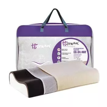Ttoman Подушка ортопедическая с эффектом памяти, карбоновый слой с ионами серебра, CO-04-NO.2(14/12)