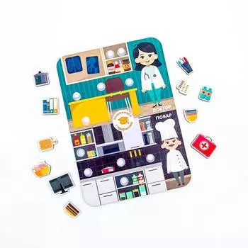 WoodlandToys Сортер с липучками "Профессии" Доктор и повар, 117102