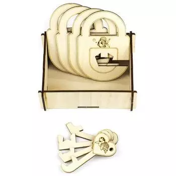 WoodlandToys Обучающий набор "Замочки и ключики", 4 шт.