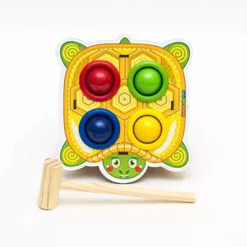 WoodlandToys Стучалка цветная Черепаха, 4 отверстия