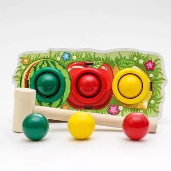 WoodlandToys Стучалка цветная Фрукты, 3 отверстия