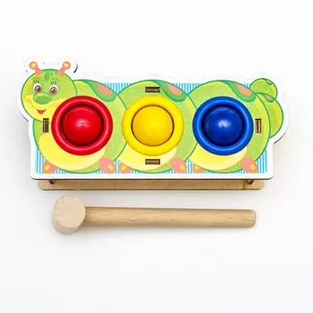 WOODLAND Стучалка цветная Гусеница, 3 отверстия