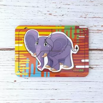 WoodLandToys Деревянный пазл 4 детали "Слон"