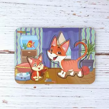 WoodLandToys Деревянный вкладыш "Мама и детеныш" кошки-2