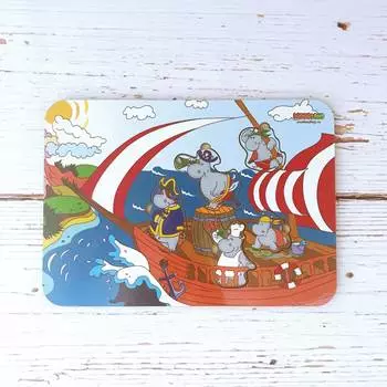 WoodLandToys Деревянный вкладыш "Пираты-бегемоты на корабле"