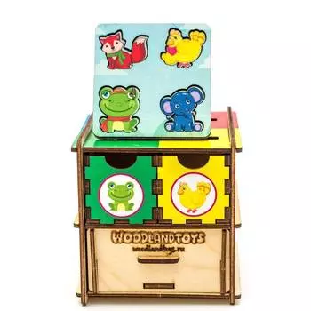 WoodlandToys Обучающий комодик-куб «Животные»