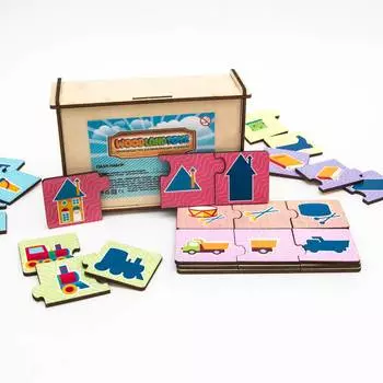 WoodLandToys Пазл-набор "Целое и его части", (тройной в деревянной коробке)
