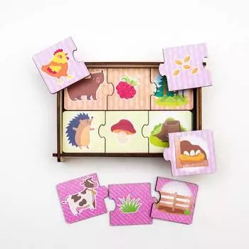WoodLandToys Пазл-набор "Изучаем живой мир", (тройной в деревянной коробке)