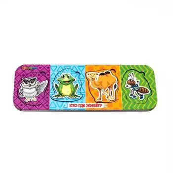 WoodLandToys Рамка-вкладыш двойная «Кто где живет?», 011910