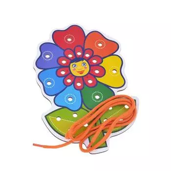 WoodlandToys Шнуровка цветная, "Цветочек-1"