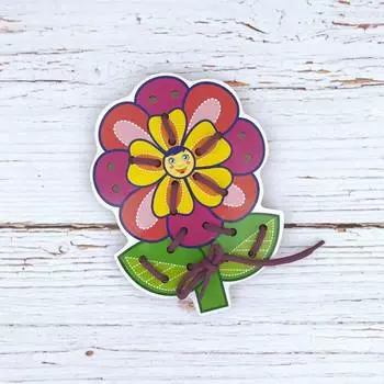 WoodLandToys Шнуровка цветная "Цветочек-2"